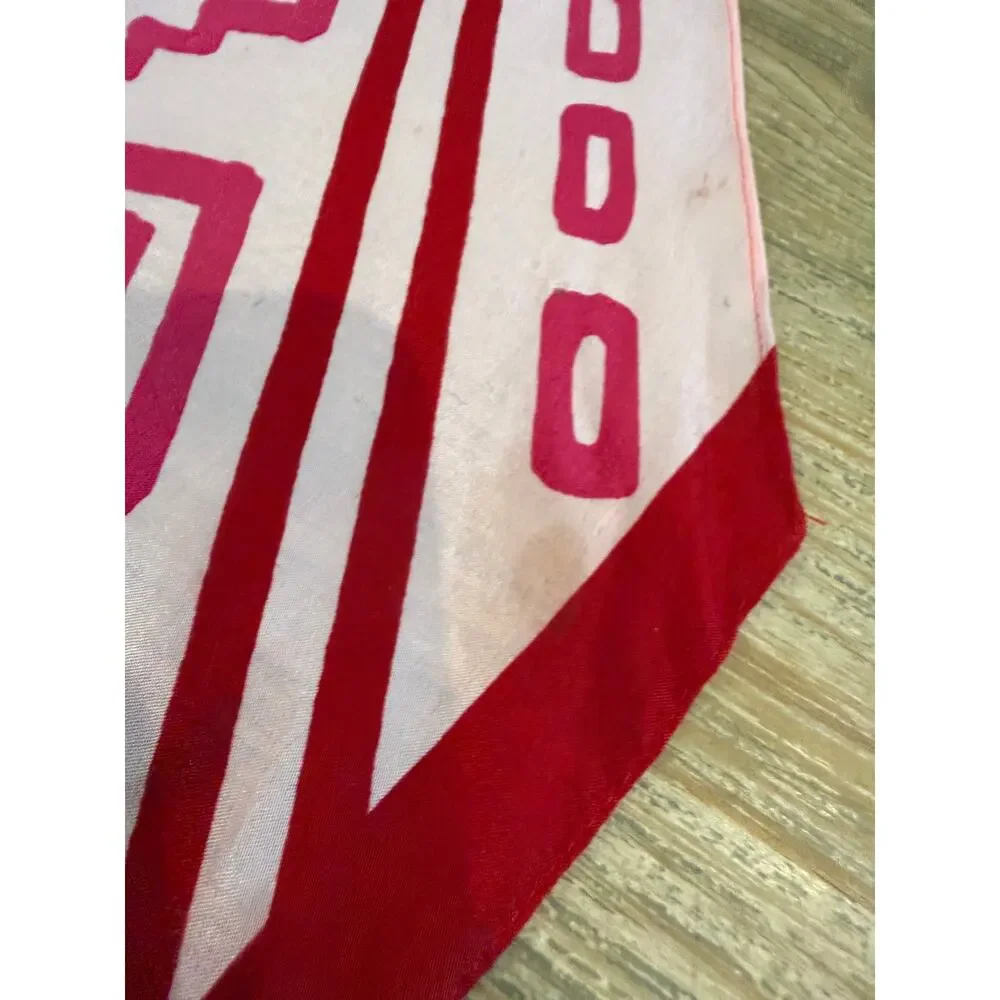 Vintage Anne Klein Silk Chiffon Skinny Neck Scarf Pink Abstract Print